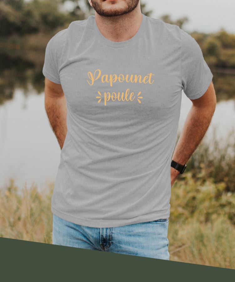 T-Shirt Gris Papounet poule Pour homme-2