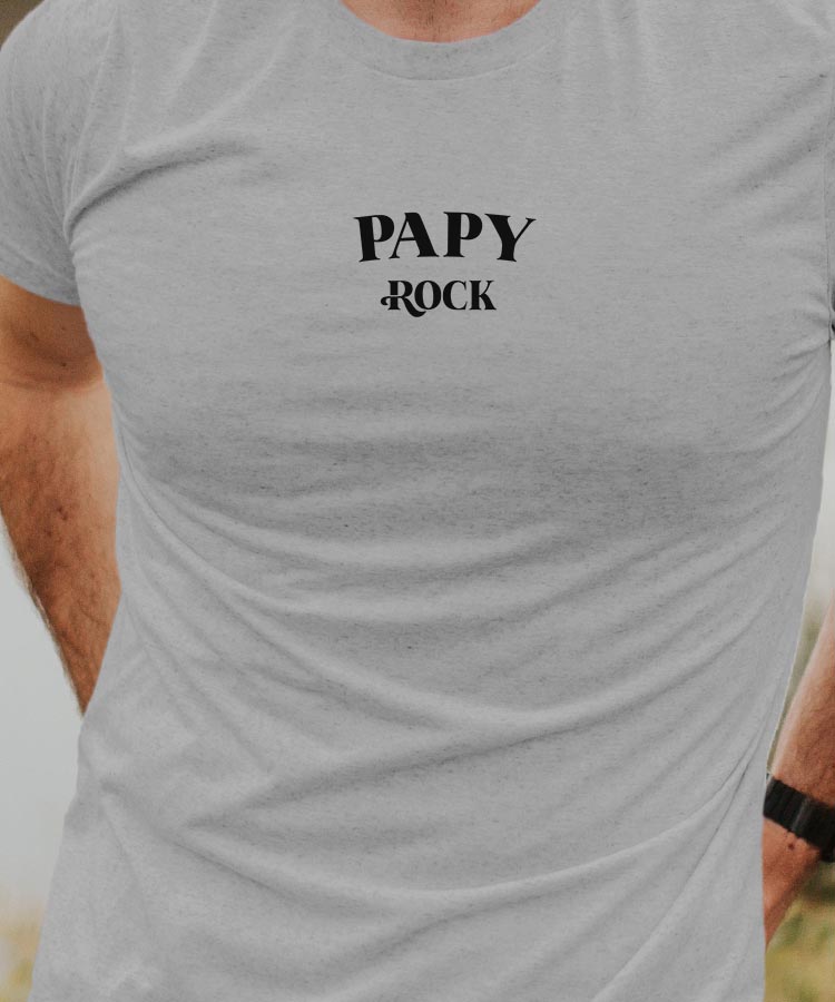 T-Shirt Gris Papy rock Pour homme-1
