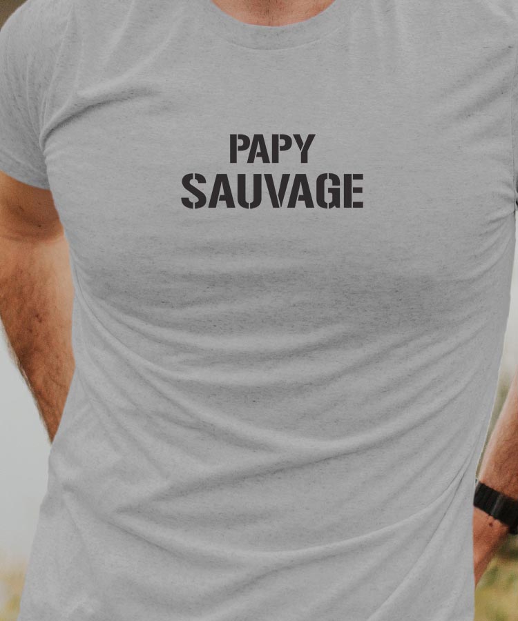 T-Shirt Gris Papy sauvage Pour homme-1
