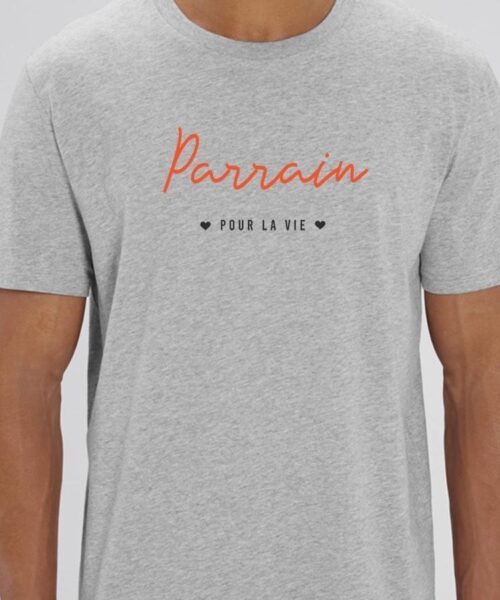 T-Shirt Gris Parrain pour la vie Pour homme-1