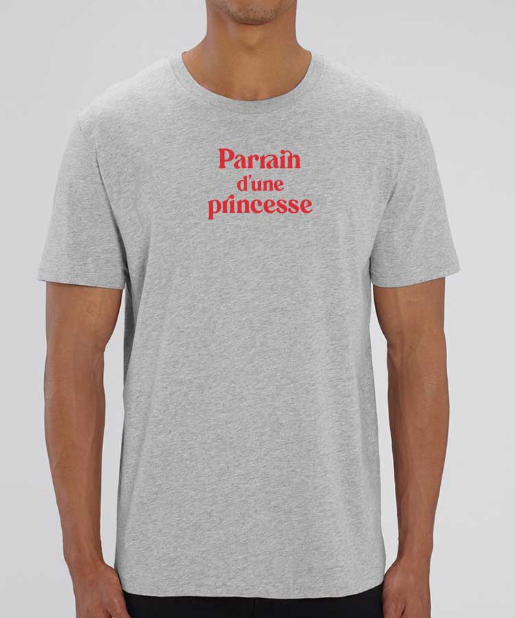 T-Shirt Gris Parrain d'une princesse Pour homme-2