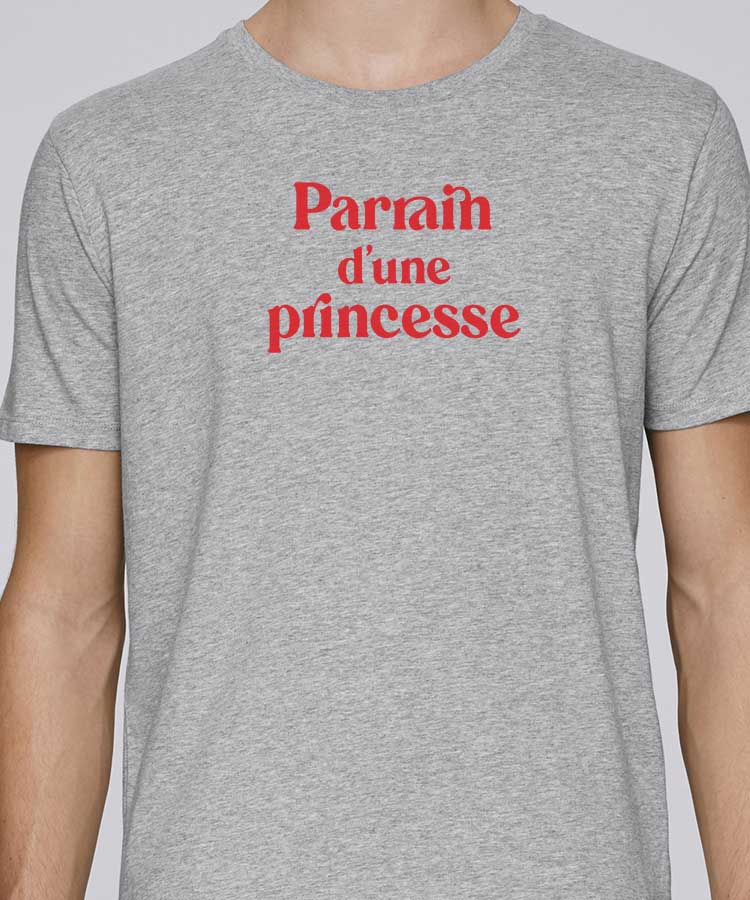 T-Shirt Gris Parrain d'une princesse Pour homme-1