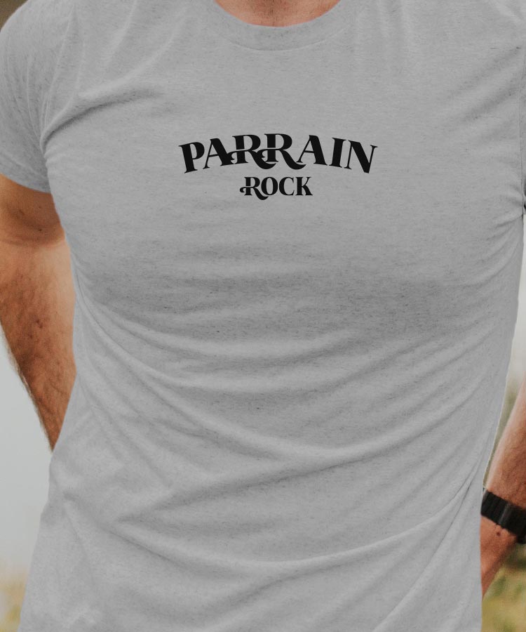 T-Shirt Gris Parrain rock Pour homme-1