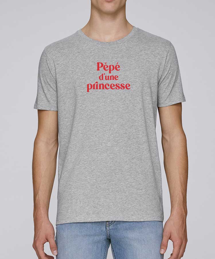T-Shirt Gris Pépé d'une princesse Pour homme-2