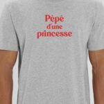 T-Shirt Gris Pépé d'une princesse Pour homme-1