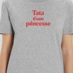 T-Shirt Gris Tata d'une princesse Pour femme-1