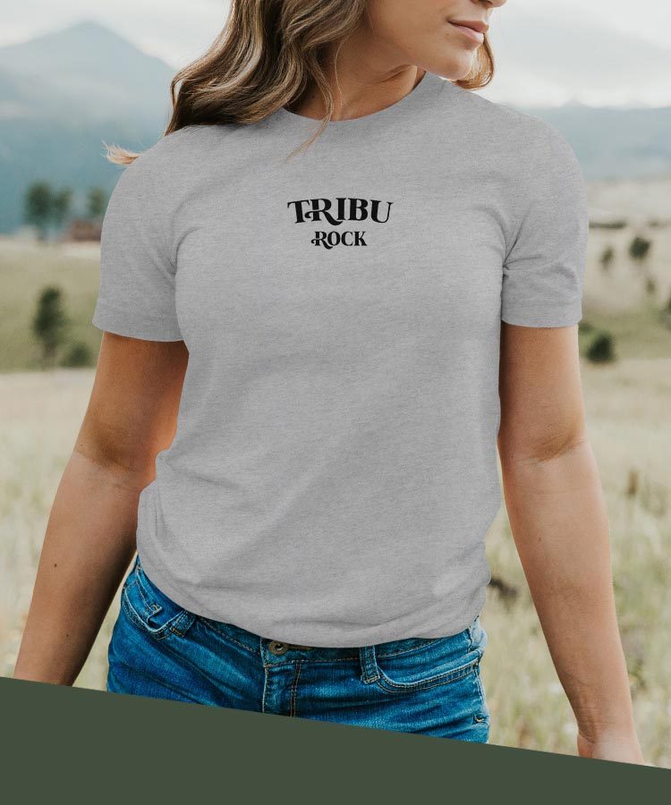 T-Shirt Gris Tribu rock Pour femme-2