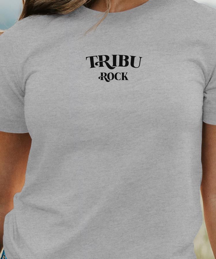 T-Shirt Gris Tribu rock Pour femme-1