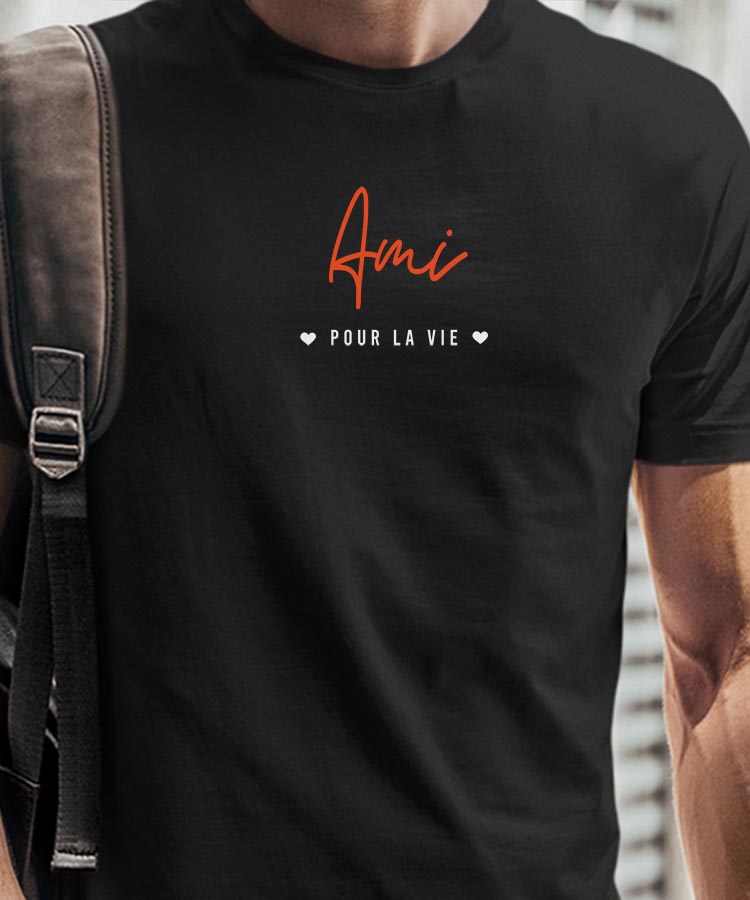 T-Shirt Noir Ami pour la vie Pour homme-1