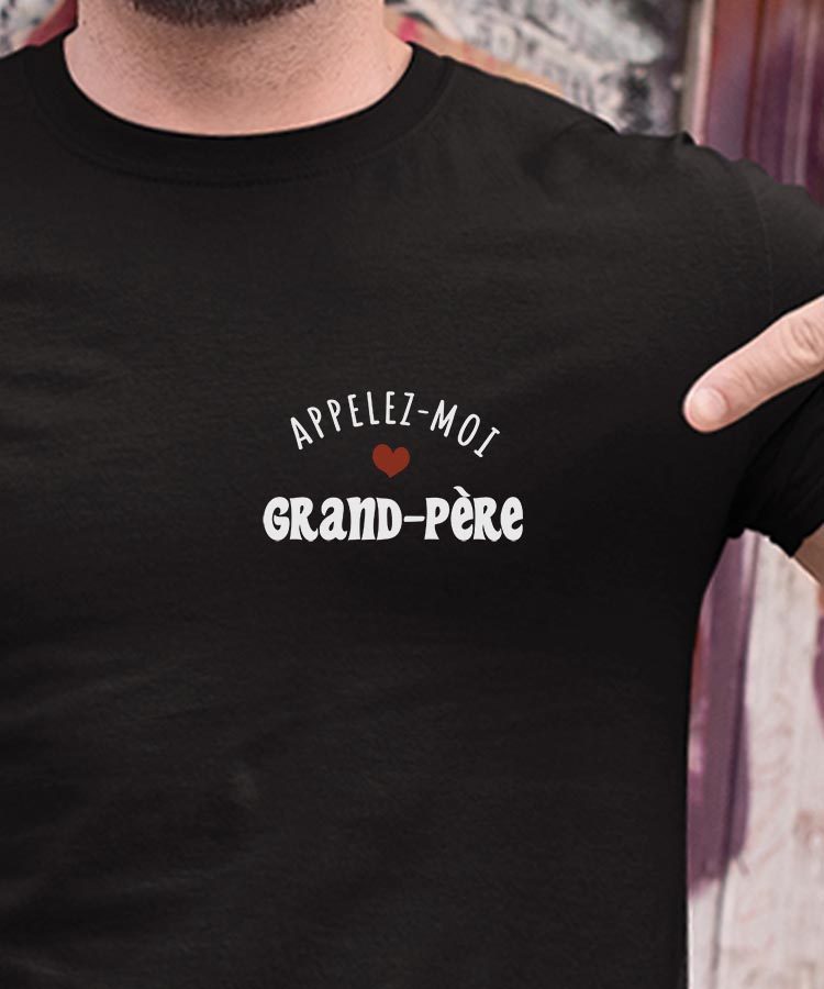 T-Shirt Noir Appelez-moi Grand-Père Pour homme-1