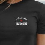 T-Shirt Noir Appelez-moi Manoune Pour femme-1