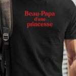 T-Shirt Noir Beau-Papa d'une princesse Pour homme-1