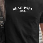 T-Shirt Noir Beau-Papa rock Pour homme-1