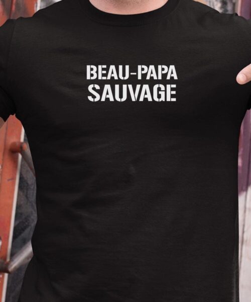 T-Shirt Noir Beau-Papa sauvage Pour homme-1