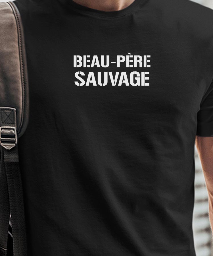 T-Shirt Noir Beau-Père sauvage Pour homme-1