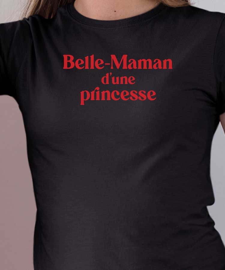 T-Shirt Noir Belle-Maman d'une princesse Pour femme-1