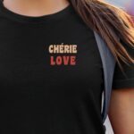 T-Shirt Noir Chérie love Pour femme-1