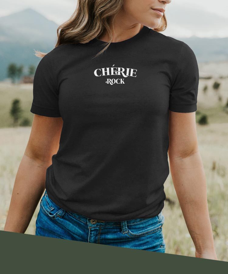 T-Shirt Noir Chérie rock Pour femme-2
