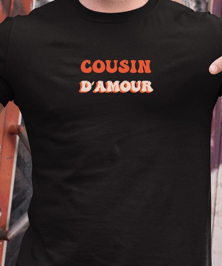 T-Shirt Noir Cousin d'amour Pour homme-1