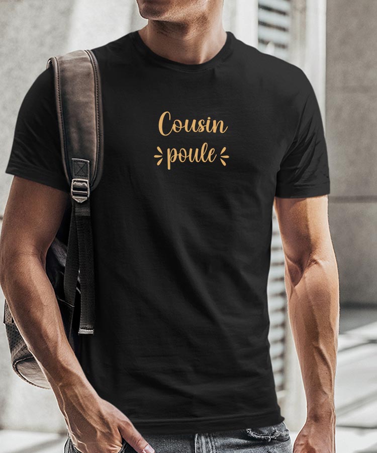 T-Shirt Noir Cousin poule Pour homme-2