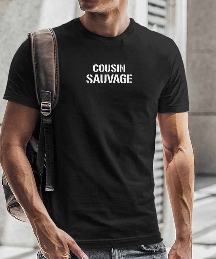 T-Shirt Noir Cousin sauvage Pour homme-2