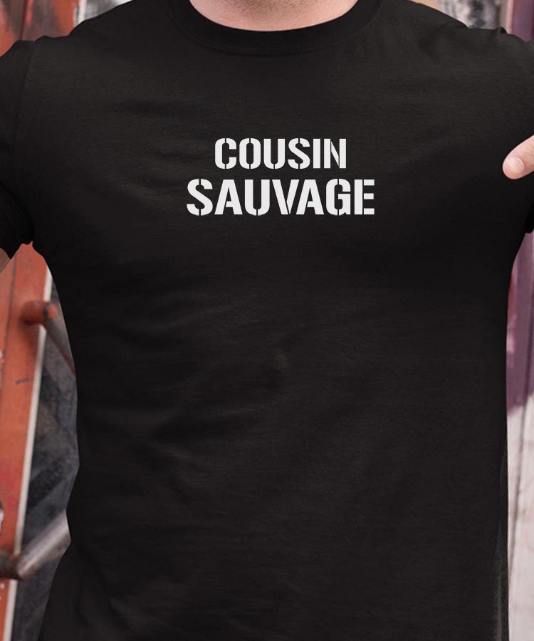 T-Shirt Noir Cousin sauvage Pour homme-1