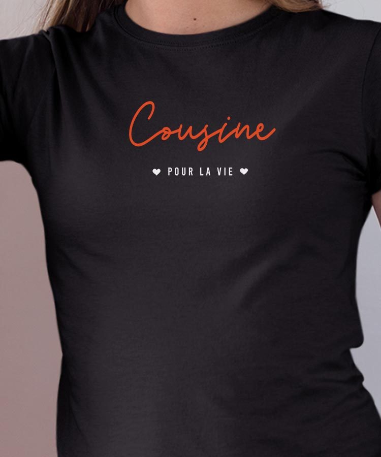 T-Shirt Noir Cousine pour la vie Pour femme-1