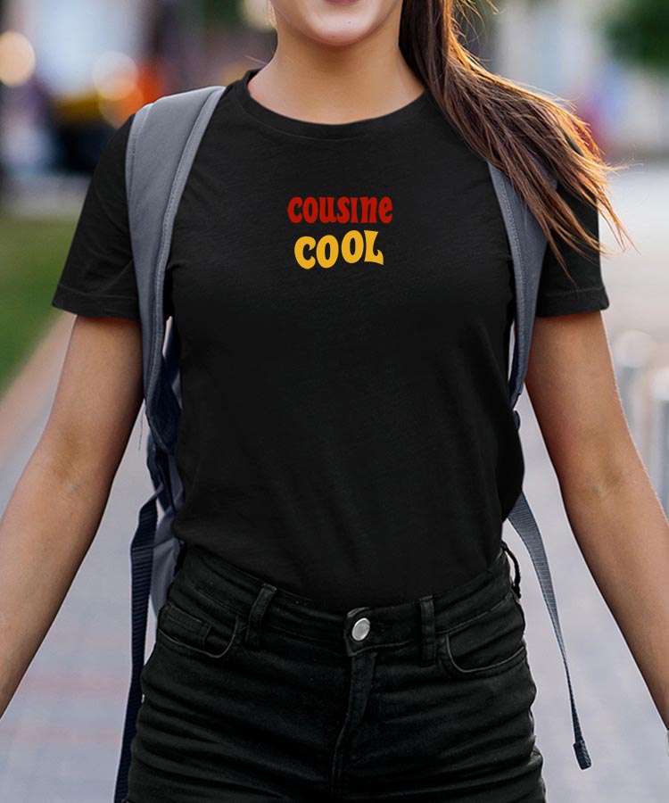 T-Shirt Noir Cousine cool disco Pour femme-2