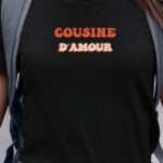 T-Shirt Noir Cousine d'amour Pour femme-1
