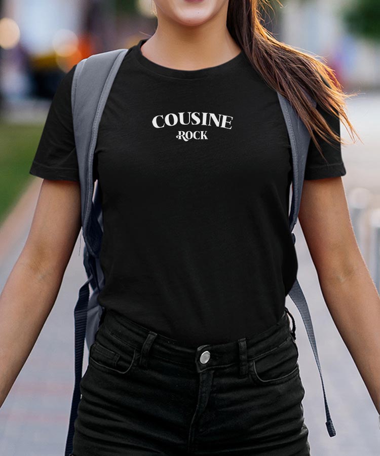 T-Shirt Noir Cousine rock Pour femme-2