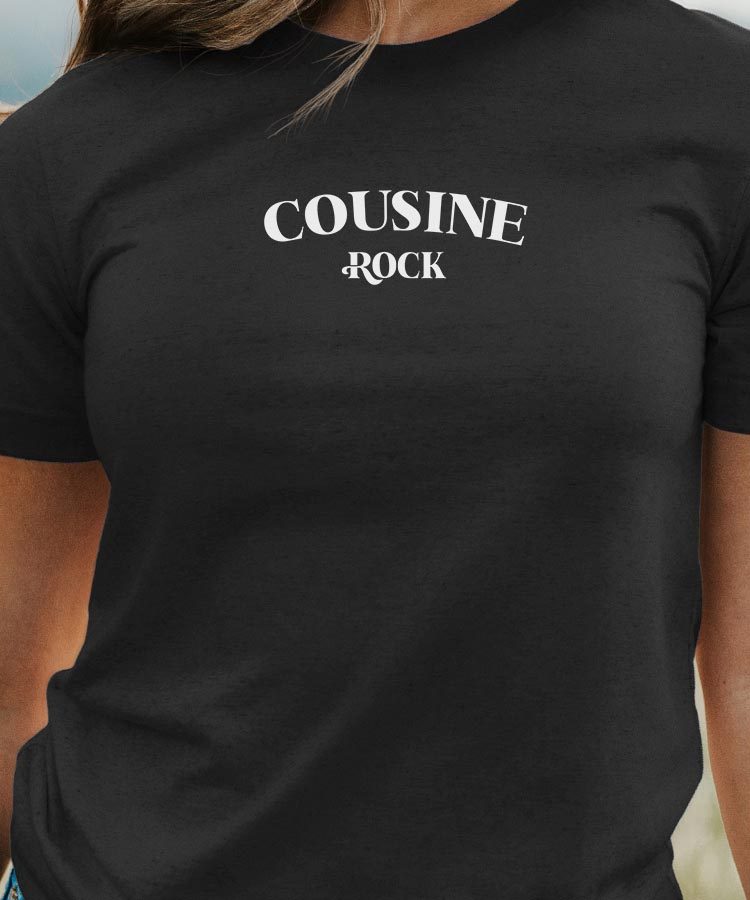 T-Shirt Noir Cousine rock Pour femme-1