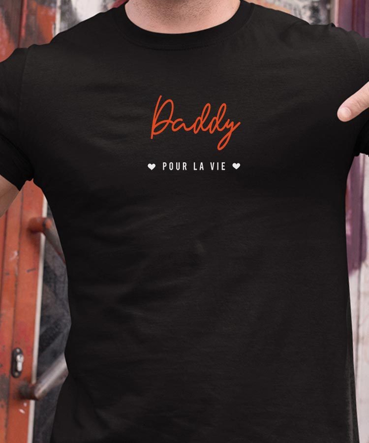 T-Shirt Noir Daddy pour la vie Pour homme-1