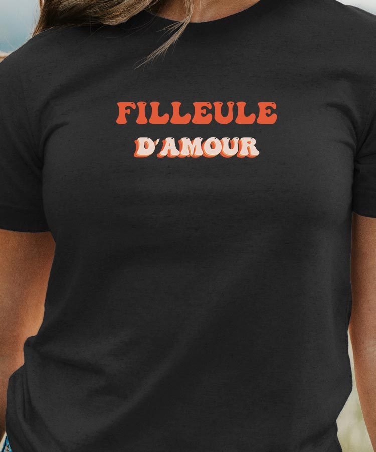 T-Shirt Noir Filleule d'amour Pour femme-1