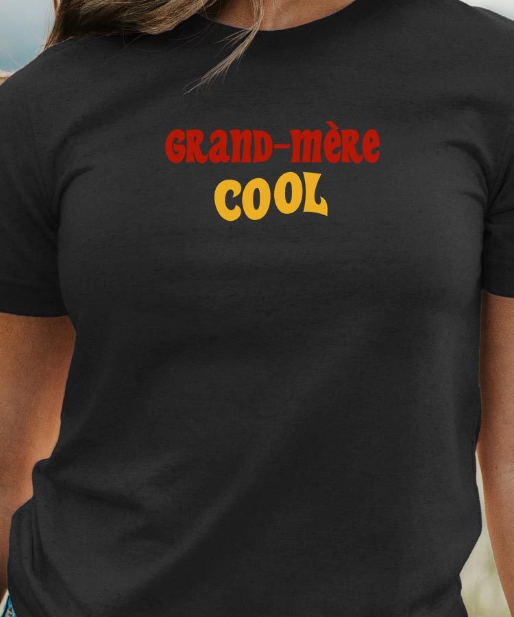 T-Shirt Noir Grand-Mère cool disco Pour femme-1