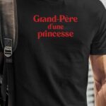 T-Shirt Noir Grand-Père d'une princesse Pour homme-1