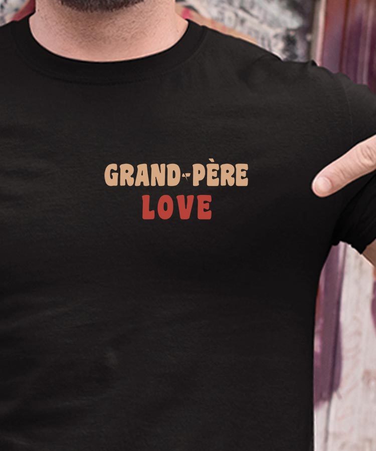 T-Shirt Noir Grand-Père love Pour homme-1