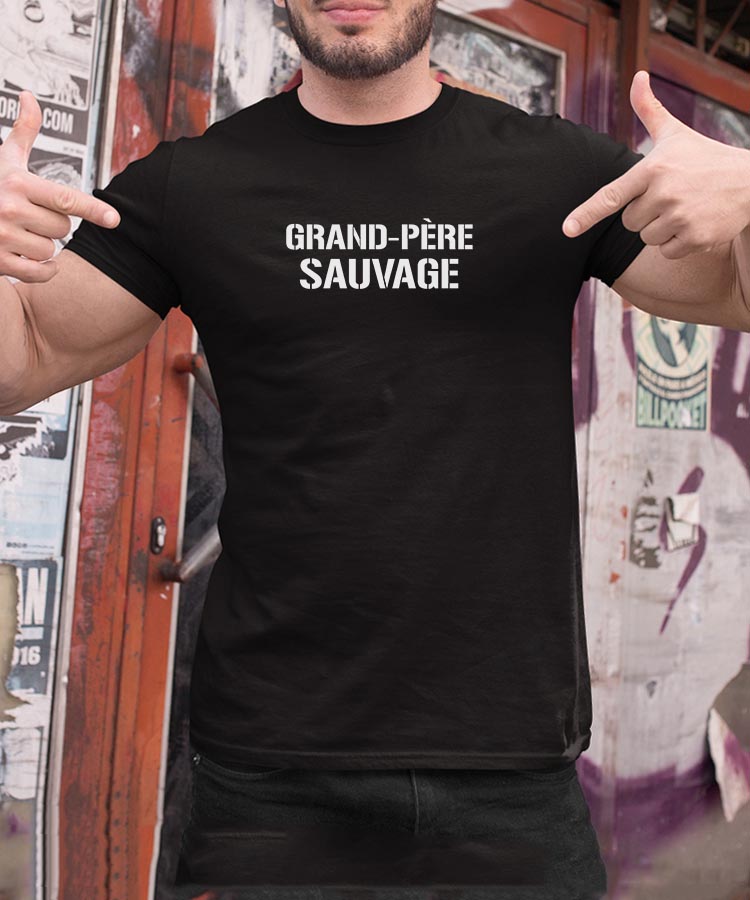 T-Shirt Noir Grand-Père sauvage Pour homme-2