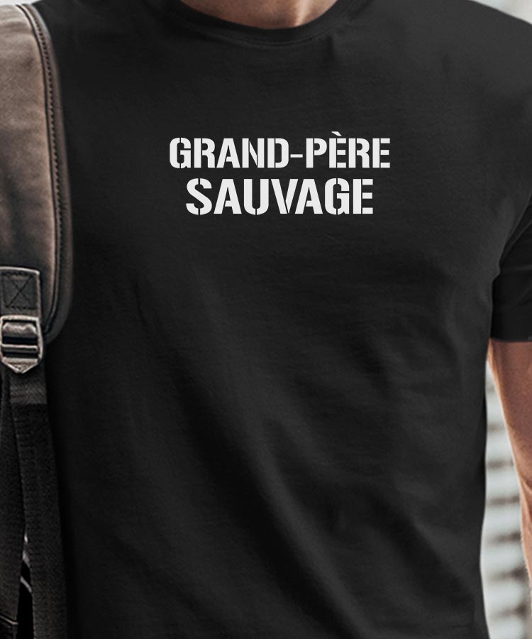 T-Shirt Noir Grand-Père sauvage Pour homme-1