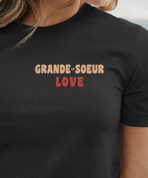 T-Shirt Noir Grande-Soeur love Pour femme-1