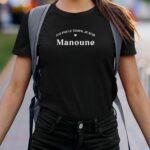 T-Shirt Noir J'ai pas le temps je suis Manoune Pour femme-2