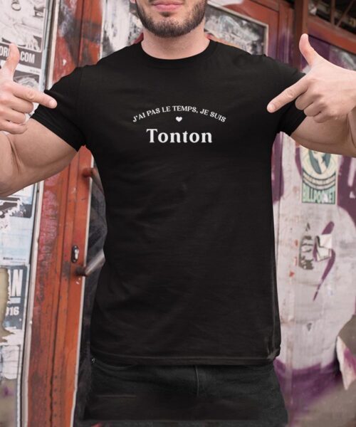 T-Shirt Noir J'ai pas le temps je suis Tonton Pour homme-2