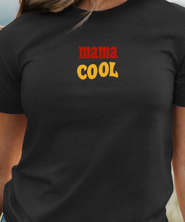 T-Shirt Noir Mama cool disco Pour femme-1