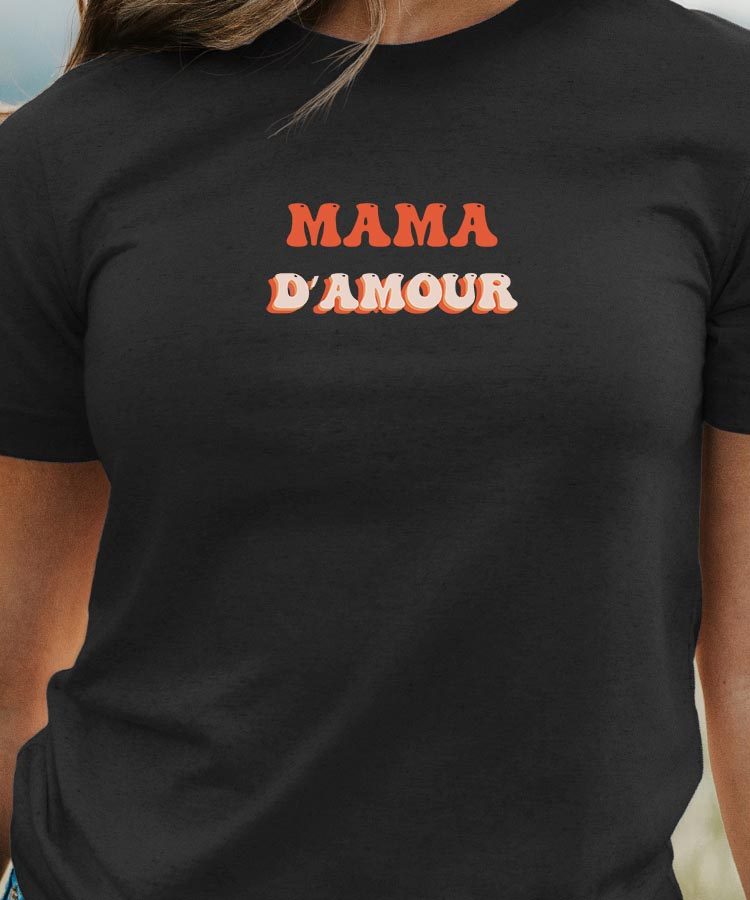 T-Shirt Noir Mama d'amour Pour femme-1
