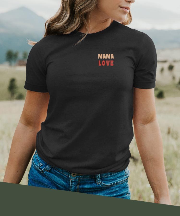 T-Shirt Noir Mama love Pour femme-2