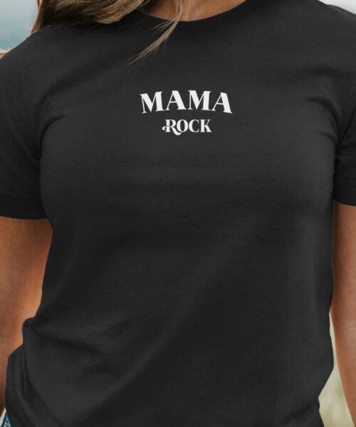 T-Shirt Noir Mama rock Pour femme-1