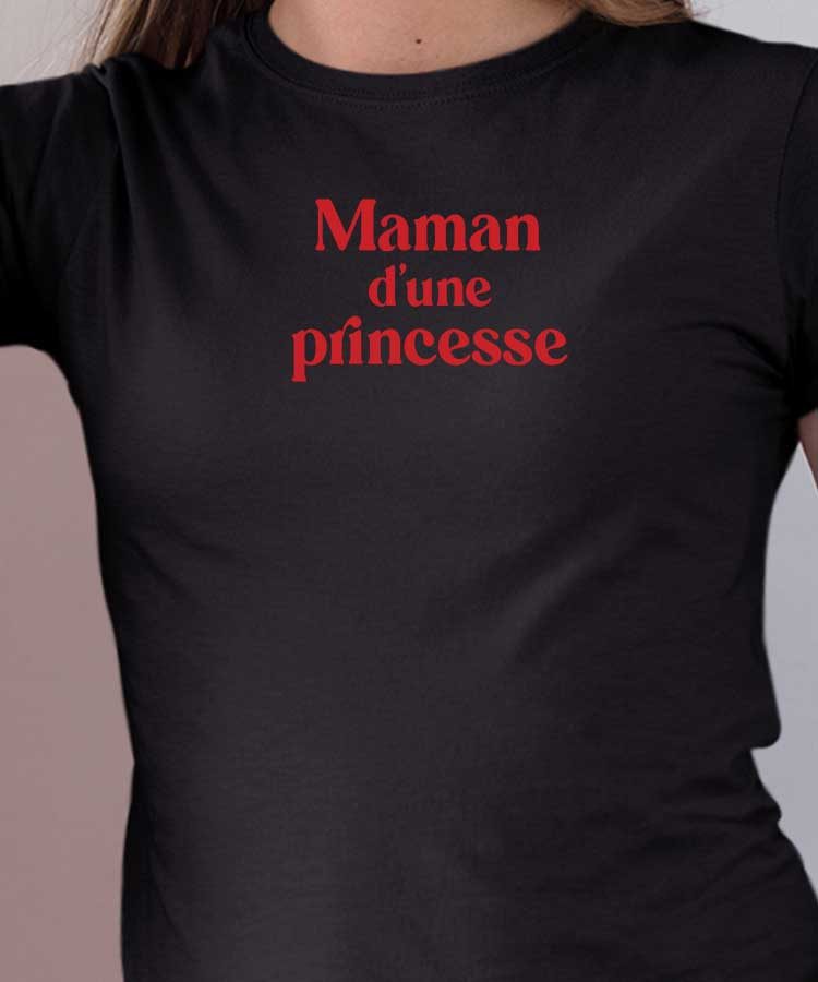 T-Shirt Noir Maman d'une princesse Pour femme-1
