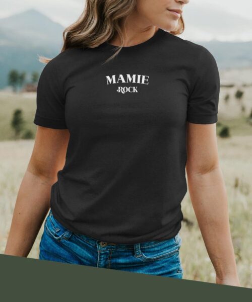 T-Shirt Noir Mamie rock Pour femme-2