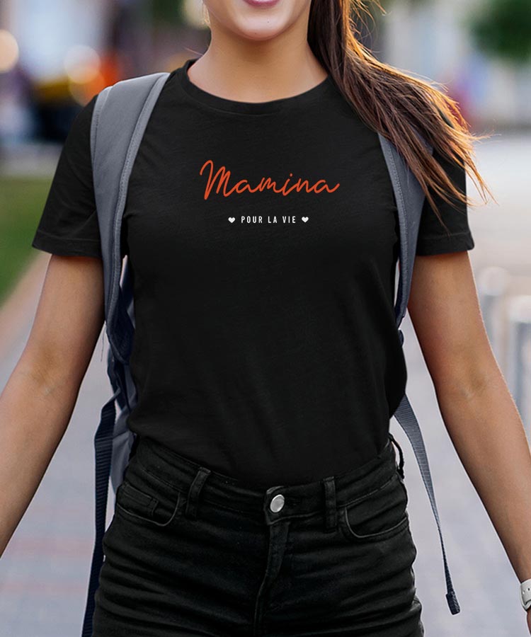 T-Shirt Noir Mamina pour la vie Pour femme-2