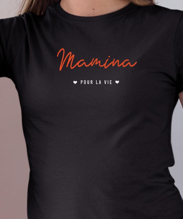 T-Shirt Noir Mamina pour la vie Pour femme-1