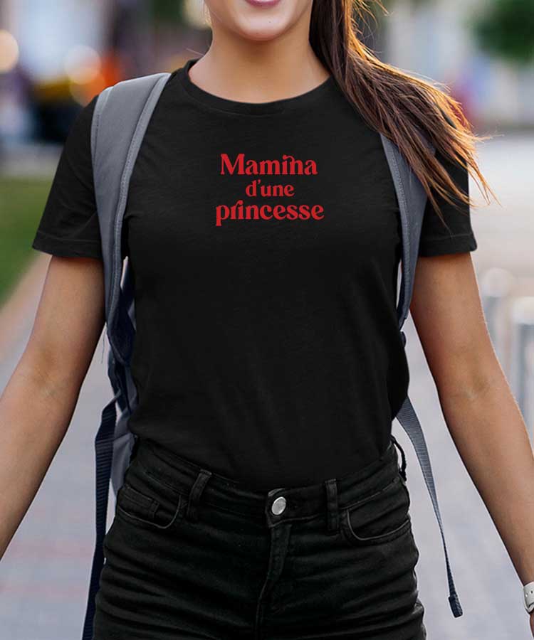 T-Shirt Noir Mamina d'une princesse Pour femme-2